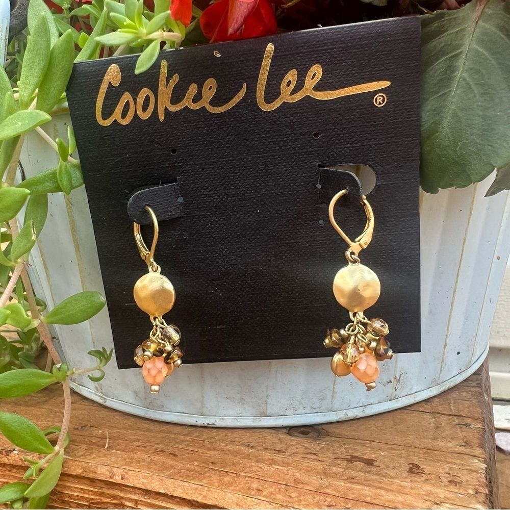 Cookie Lee Matte Gold Tone Beaded Boho Earrings